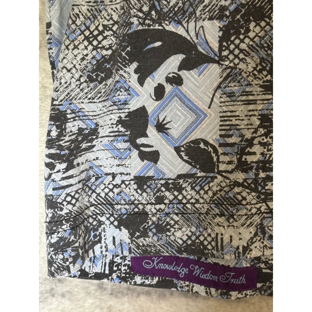 Robert Graham Mens Large Blue Black Abstract Geometric Graphic Cotton T-Shirt L